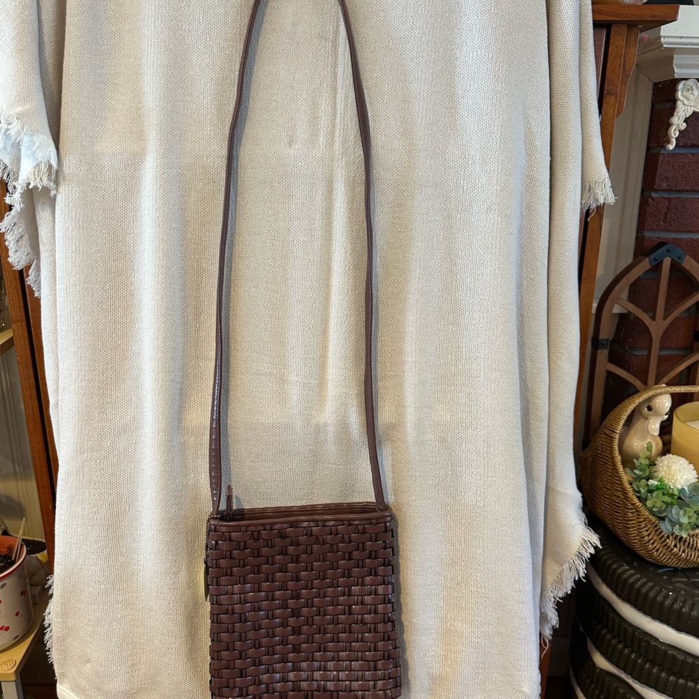 Vintage Brown Woven Crossbody Bag